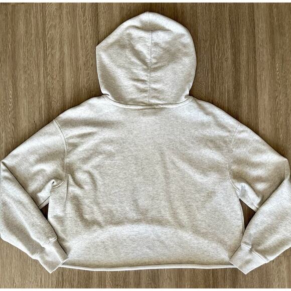 Nike Light Grey Cropped Hoodie XS – High Low Hem, Small Swoosh Logo - Picture 3 of 7